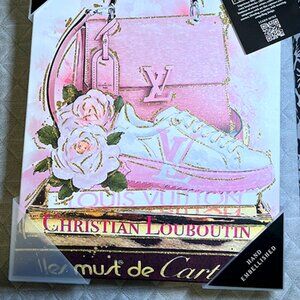 Embellished Luxury Canvas Wall Art - Books Bag